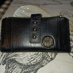 Black Leather Wallet with Logo- Harley Davidson
